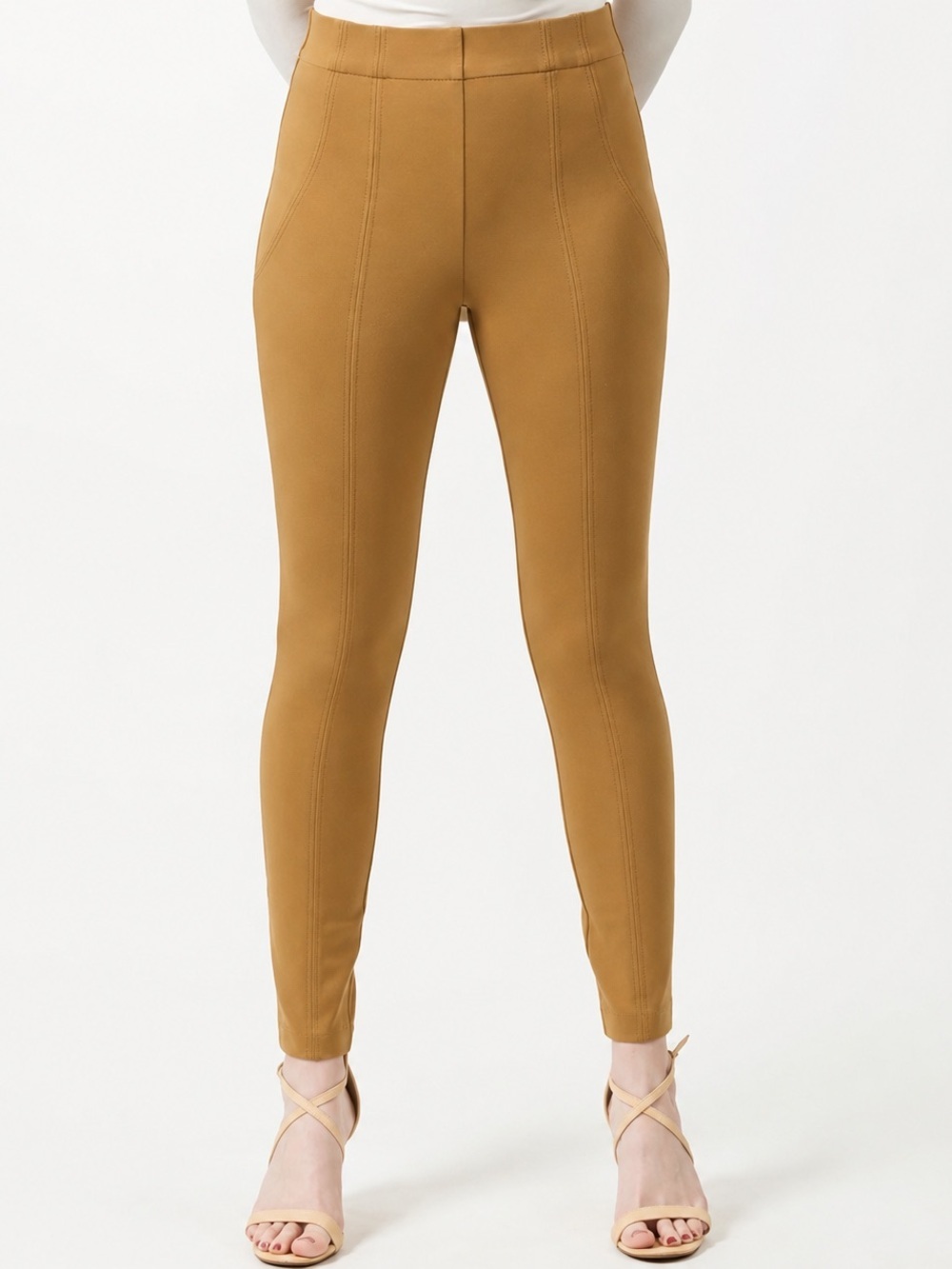 Thalian Ponte Pants Tan Sz 4 Jena Pull-On Leggings Minimalist Classic Capsule